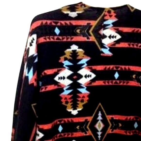 Painted Threads Open Front Black Orange Aztec Cardigan - Picture 10 of 12